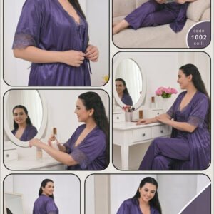 Home 3 pcs blue satin silk long gown set luxury sleepwear mallfella.jpg